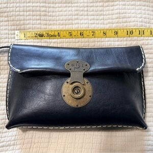 Will Leather Goods Dark Leather Bag with Brass Accent
